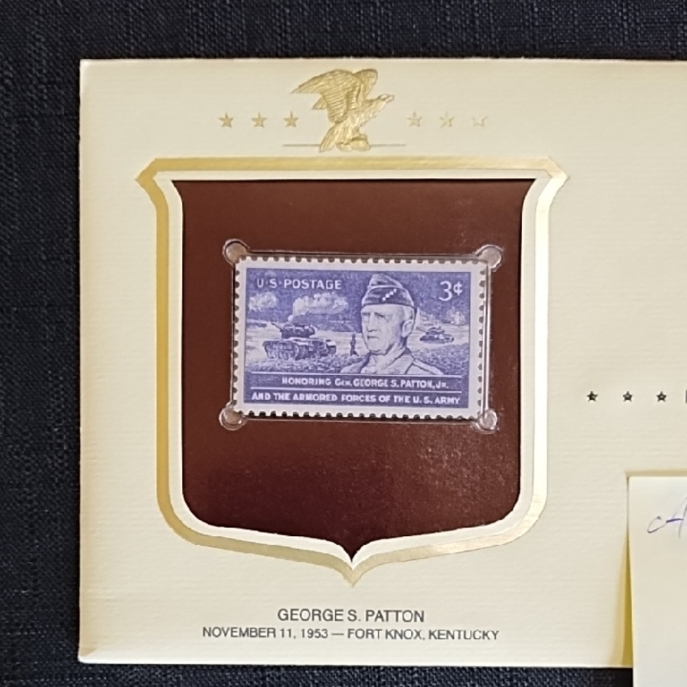 Vintage George S. Patton Postage Stamp Display "Historic Stamps of America"